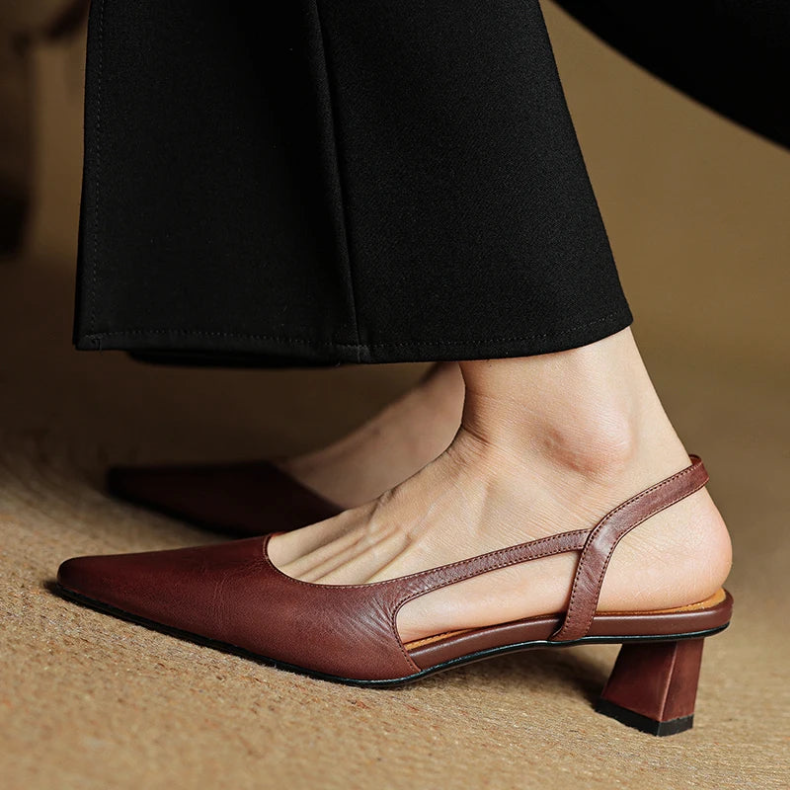 Burgundy Slingback Kitten Heel